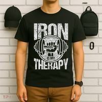 Powerlifting Strongman Iron Is My Therapy T-Shirt thumb 6