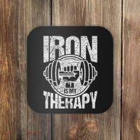 Powerlifting Strongman Iron Is My Therapy Coaster thumb 0