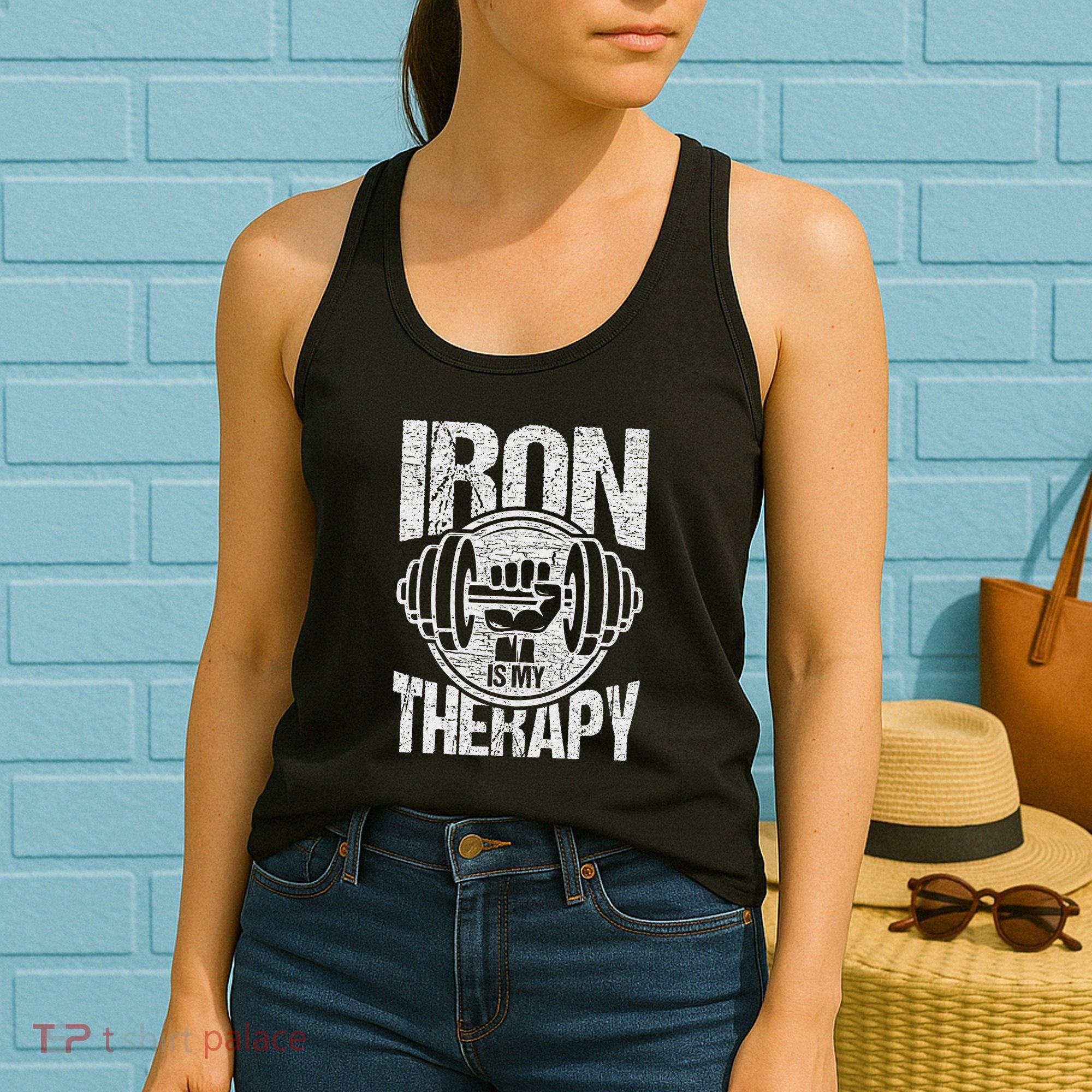 Powerlifting Strongman Iron Is My Therapy Women's Tank Top