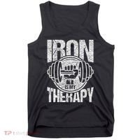 Powerlifting Strongman Iron Is My Therapy Tank Top thumb 0