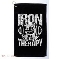 Powerlifting Strongman Iron Is My Therapy Golf Towel thumb 0