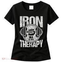 Powerlifting Strongman Iron Is My Therapy Women's T-Shirt thumb 0