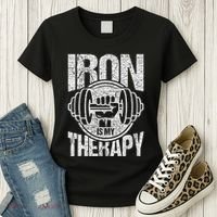 Powerlifting Strongman Iron Is My Therapy Women's T-Shirt thumb 3