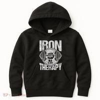 Powerlifting Strongman Iron Is My Therapy Kids Hoodie thumb 0
