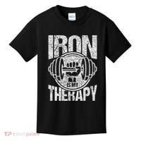 Powerlifting Strongman Iron Is My Therapy Kids T-Shirt thumb 0