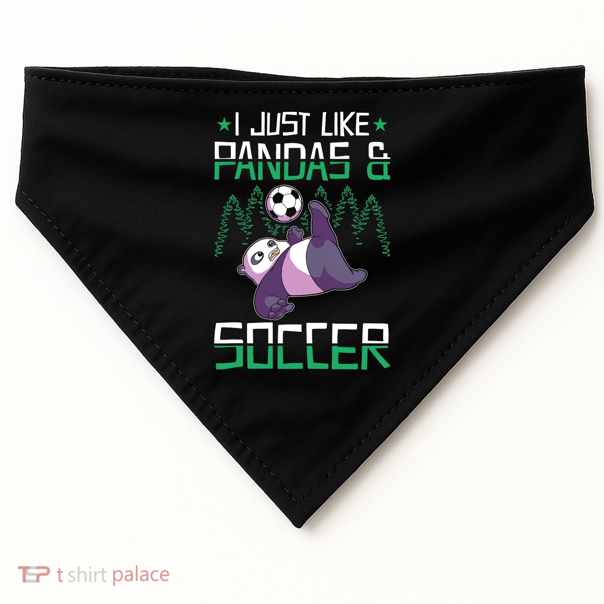 Panda Soccer I Just Love Pandas And Playing Soccer USA-Made Doggie Bandana