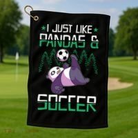 Panda Soccer I Just Love Pandas And Playing Soccer Golf Towel thumb 1