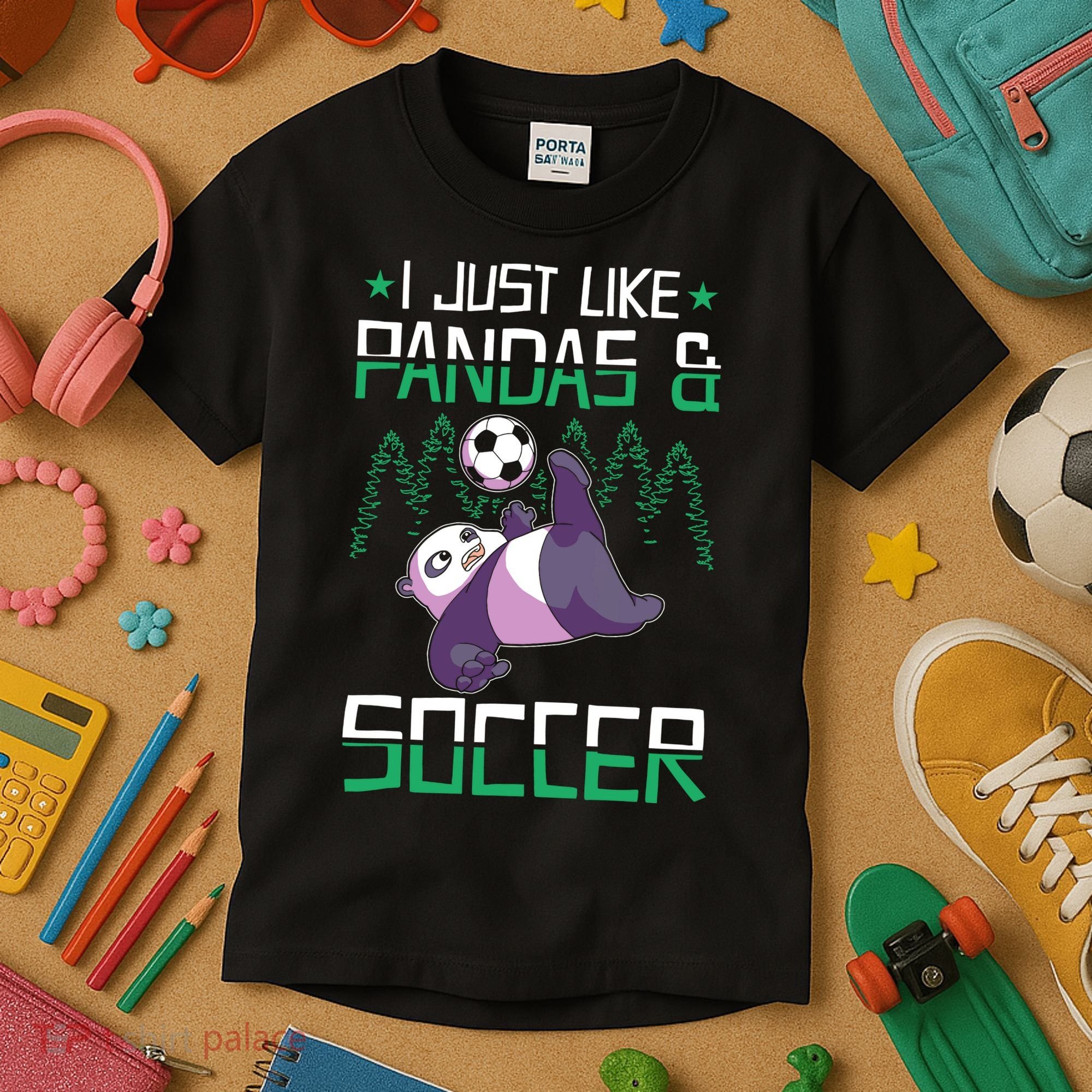 Panda Soccer I Just Love Pandas And Playing Soccer Kids T-Shirt
