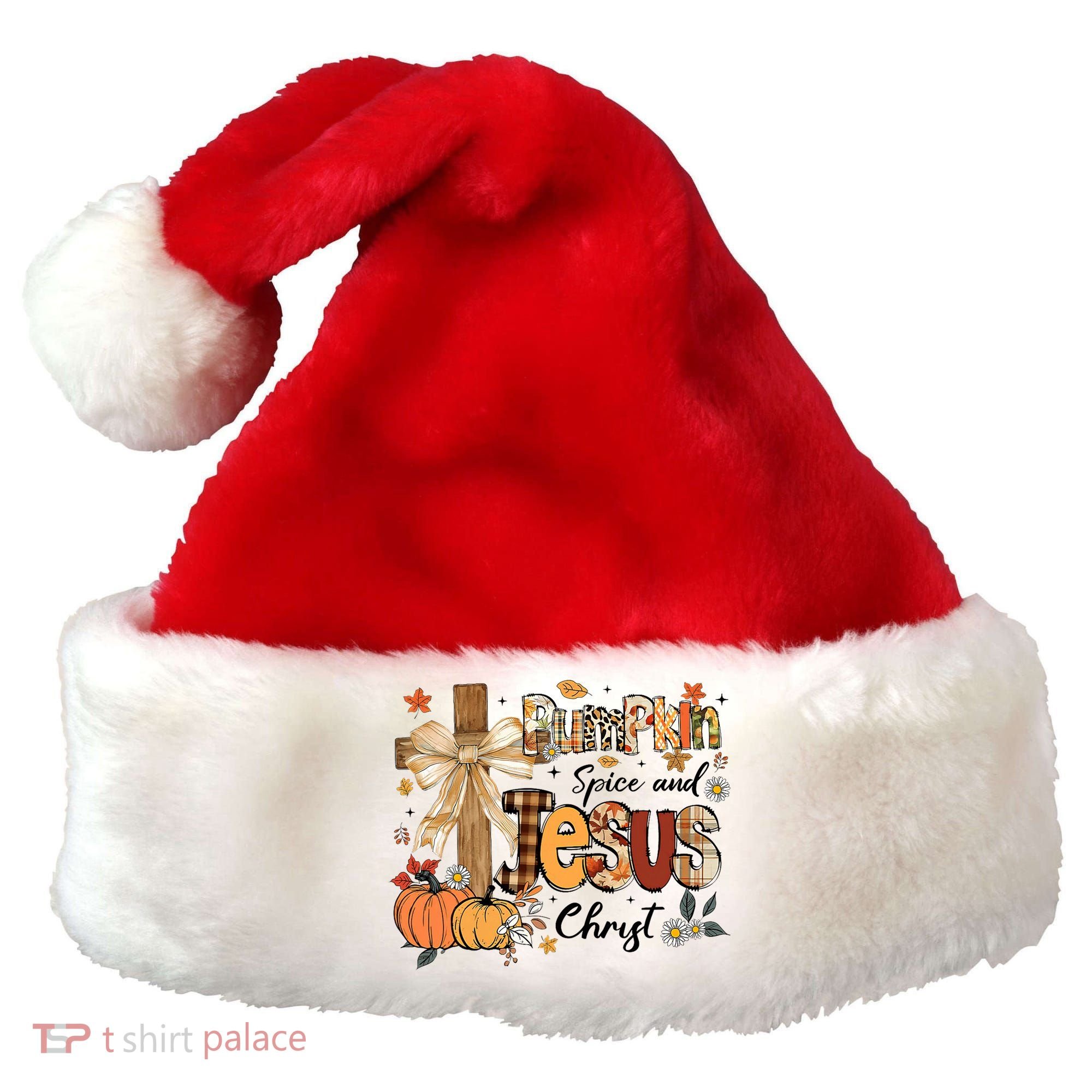 Pumpkin Spice Jesus Christ Fall Thanksgiving Santa Hat