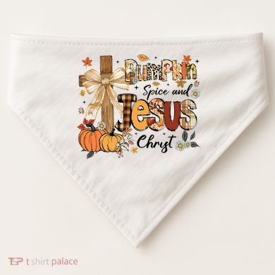 Pumpkin Spice Jesus Christ Fall Thanksgiving USA-Made Doggie Bandana