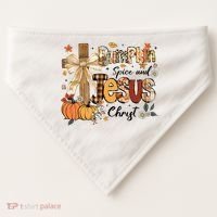 Pumpkin Spice Jesus Christ Fall Thanksgiving USA-Made Doggie Bandana thumb 0