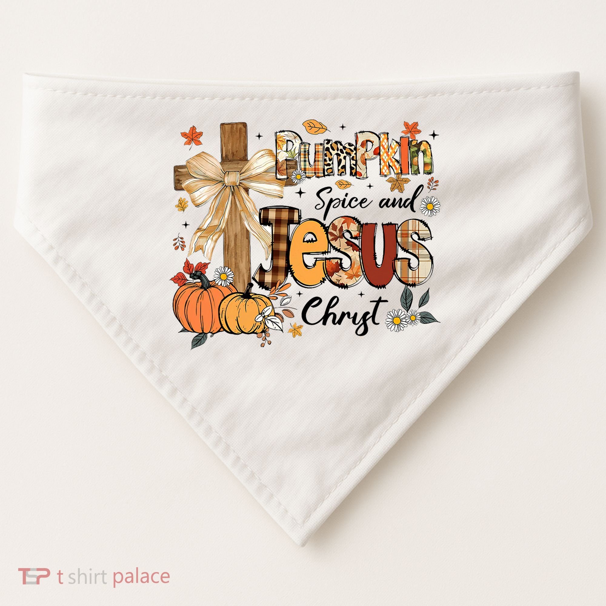 Pumpkin Spice Jesus Christ Fall Thanksgiving USA-Made Doggie Bandana