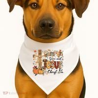 Pumpkin Spice Jesus Christ Fall Thanksgiving USA-Made Doggie Bandana thumb 1