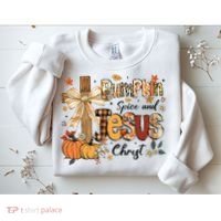 Pumpkin Spice Jesus Christ Fall Thanksgiving Sweatshirt thumb 2