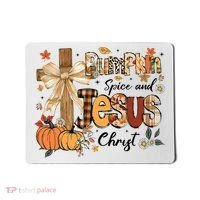 Pumpkin Spice Jesus Christ Fall Thanksgiving Mousepad thumb 0