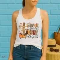 Pumpkin Spice Jesus Christ Fall Thanksgiving Women's Tank Top thumb 2