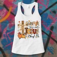 Pumpkin Spice Jesus Christ Fall Thanksgiving Women's Tank Top thumb 3