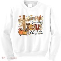 Pumpkin Spice Jesus Christ Fall Thanksgiving Kids Sweatshirt thumb 0