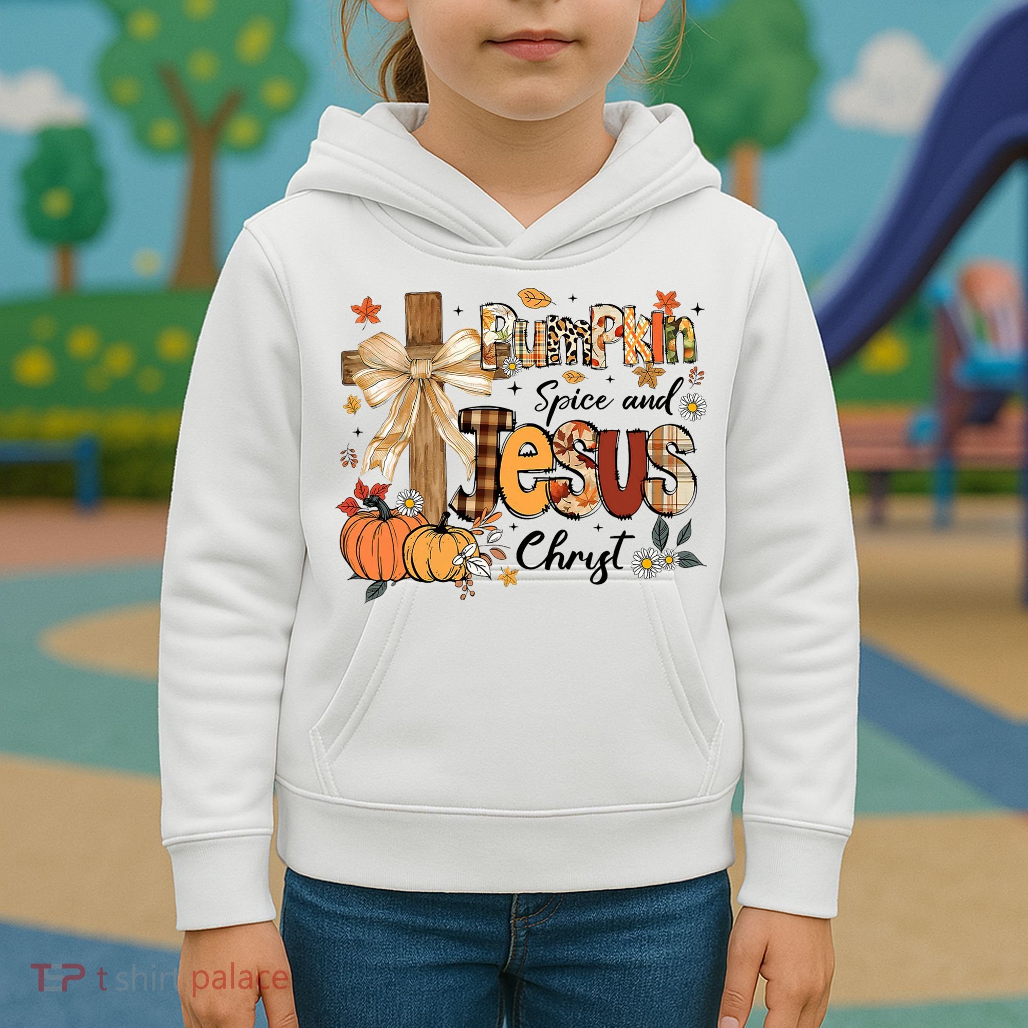 Pumpkin Spice Jesus Christ Fall Thanksgiving Kids Hoodie