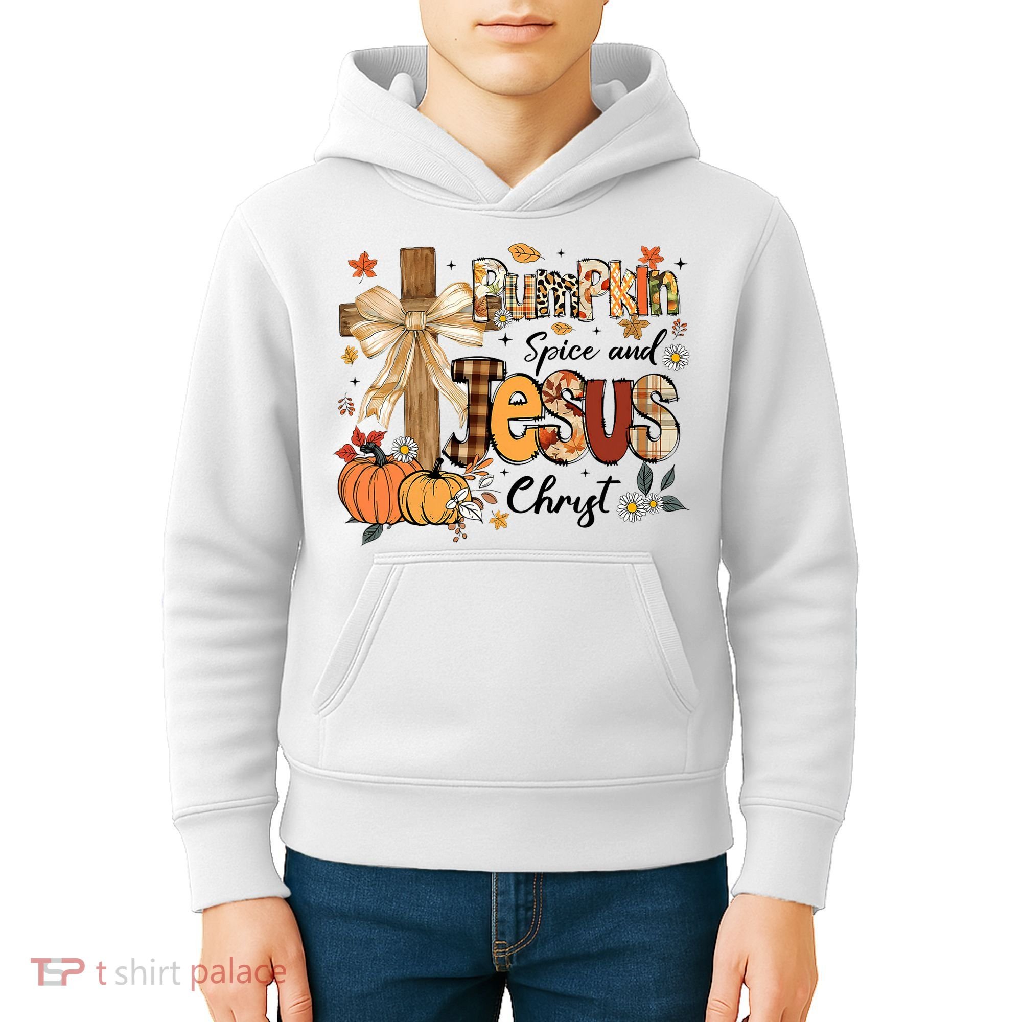 Pumpkin Spice Jesus Christ Fall Thanksgiving Kids Hoodie