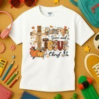 Pumpkin Spice Jesus Christ Fall Thanksgiving Kids T-Shirt thumb 3