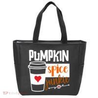 Pumpkin Spice Junkie Coffee Lover Heart Tote Bag thumb 0