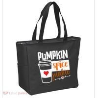 Pumpkin Spice Junkie Coffee Lover Heart Tote Bag thumb 2