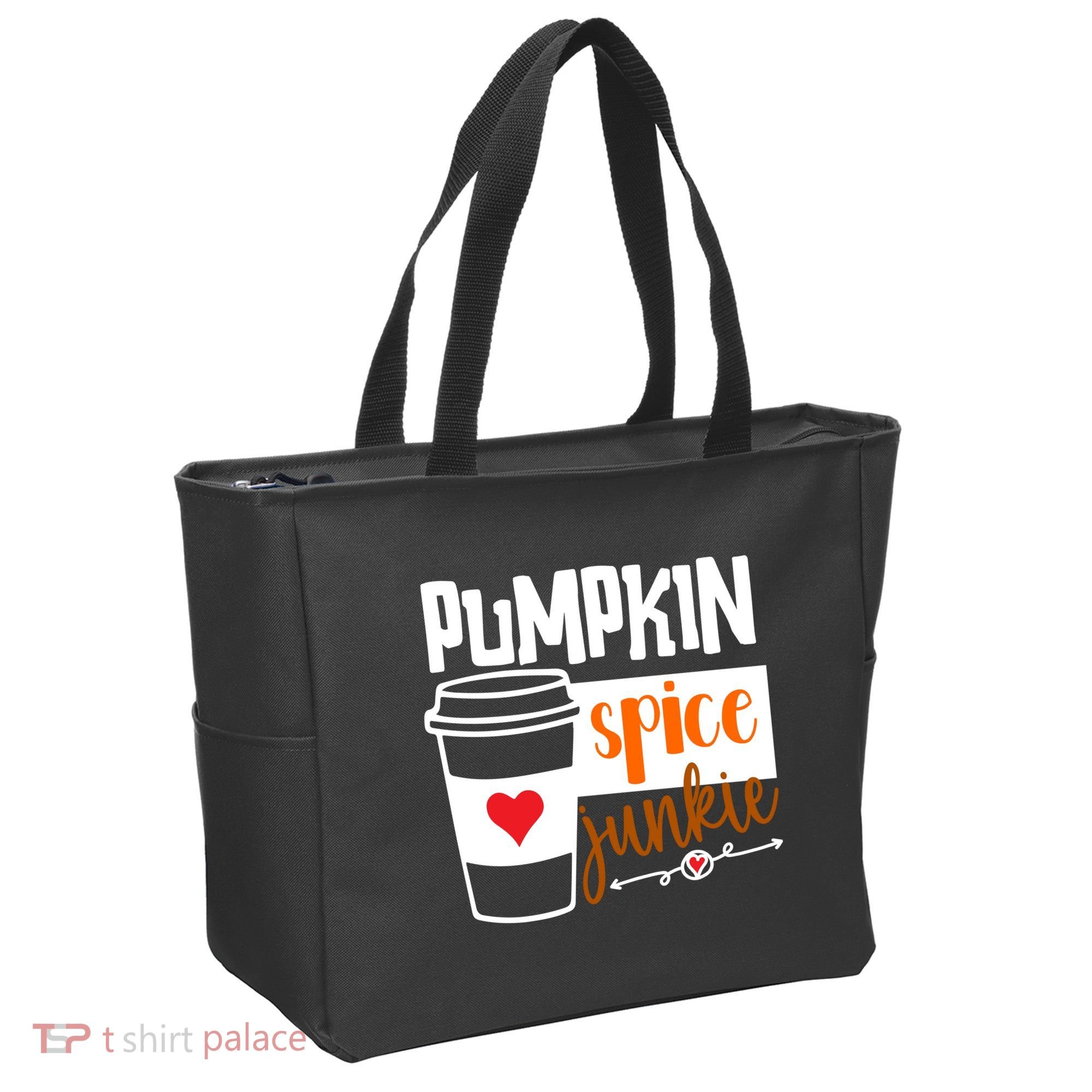Pumpkin Spice Junkie Coffee Lover Heart Tote Bag