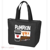 Pumpkin Spice Junkie Coffee Lover Heart Tote Bag thumb 3