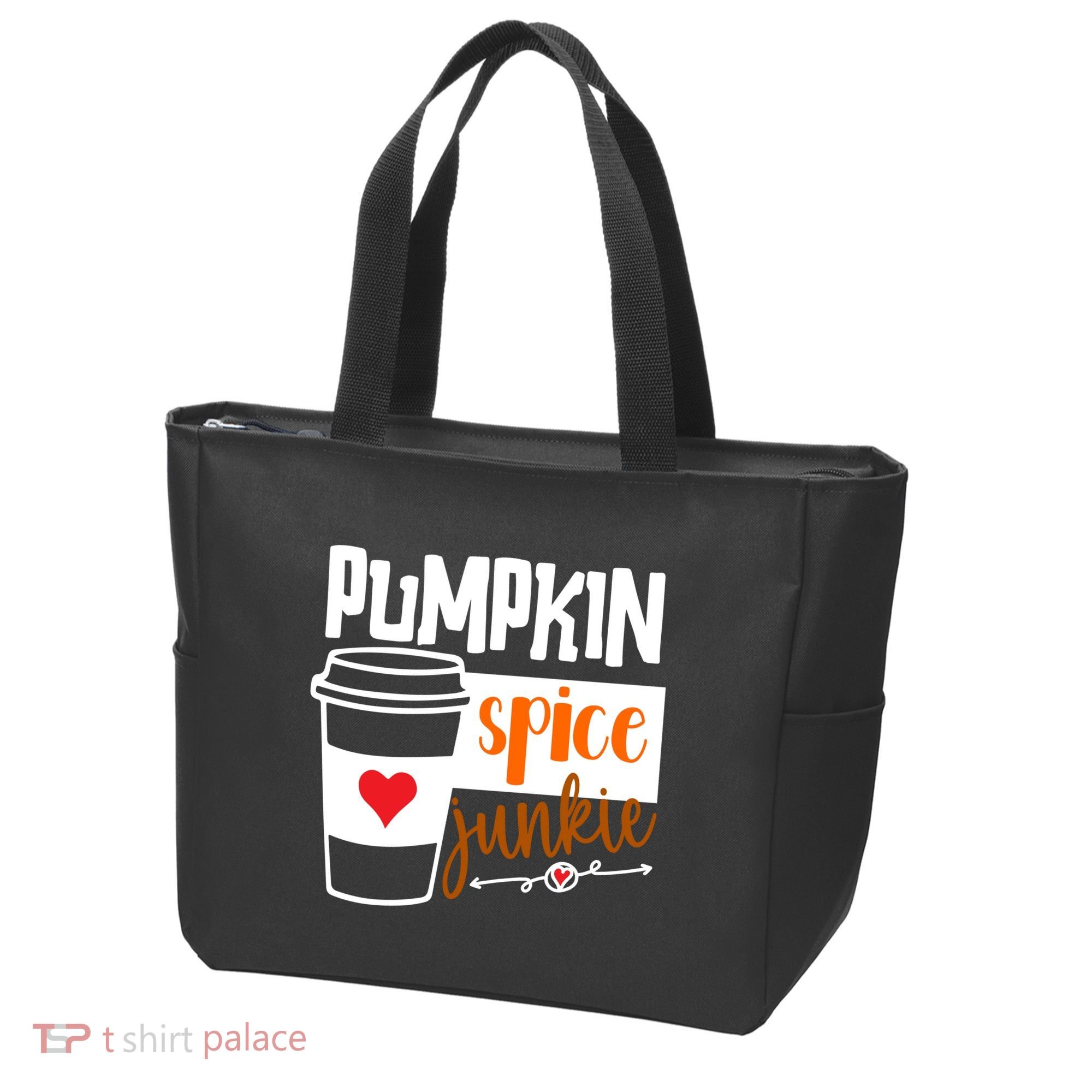 Pumpkin Spice Junkie Coffee Lover Heart Tote Bag