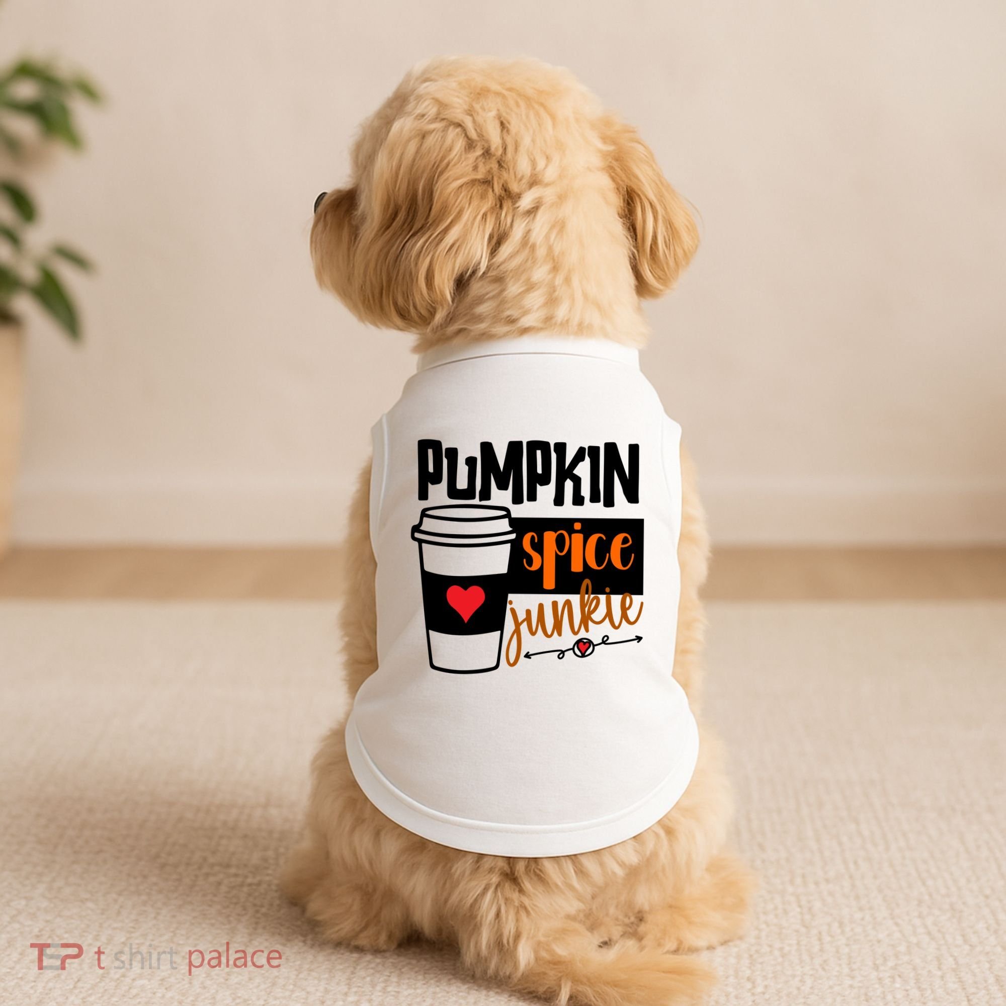 Pumpkin Spice Junkie Coffee Lover Heart Doggie Tank