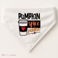 Pumpkin Spice Junkie Coffee Lover Heart USA-Made Doggie Bandana thumb 0