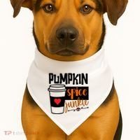 Pumpkin Spice Junkie Coffee Lover Heart USA-Made Doggie Bandana thumb 1