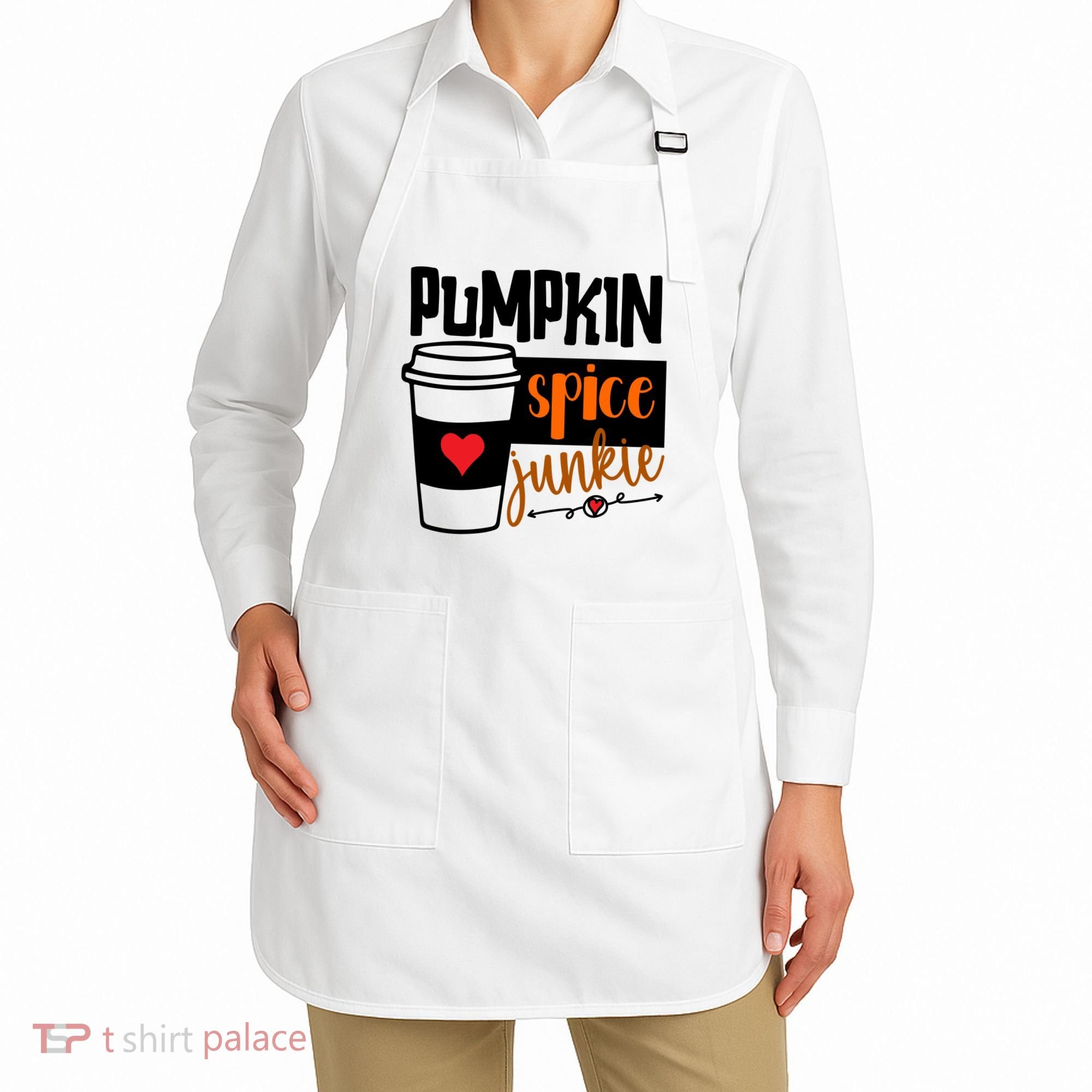 Pumpkin Spice Junkie Coffee Lover Heart Apron