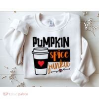 Pumpkin Spice Junkie Coffee Lover Heart Sweatshirt thumb 2