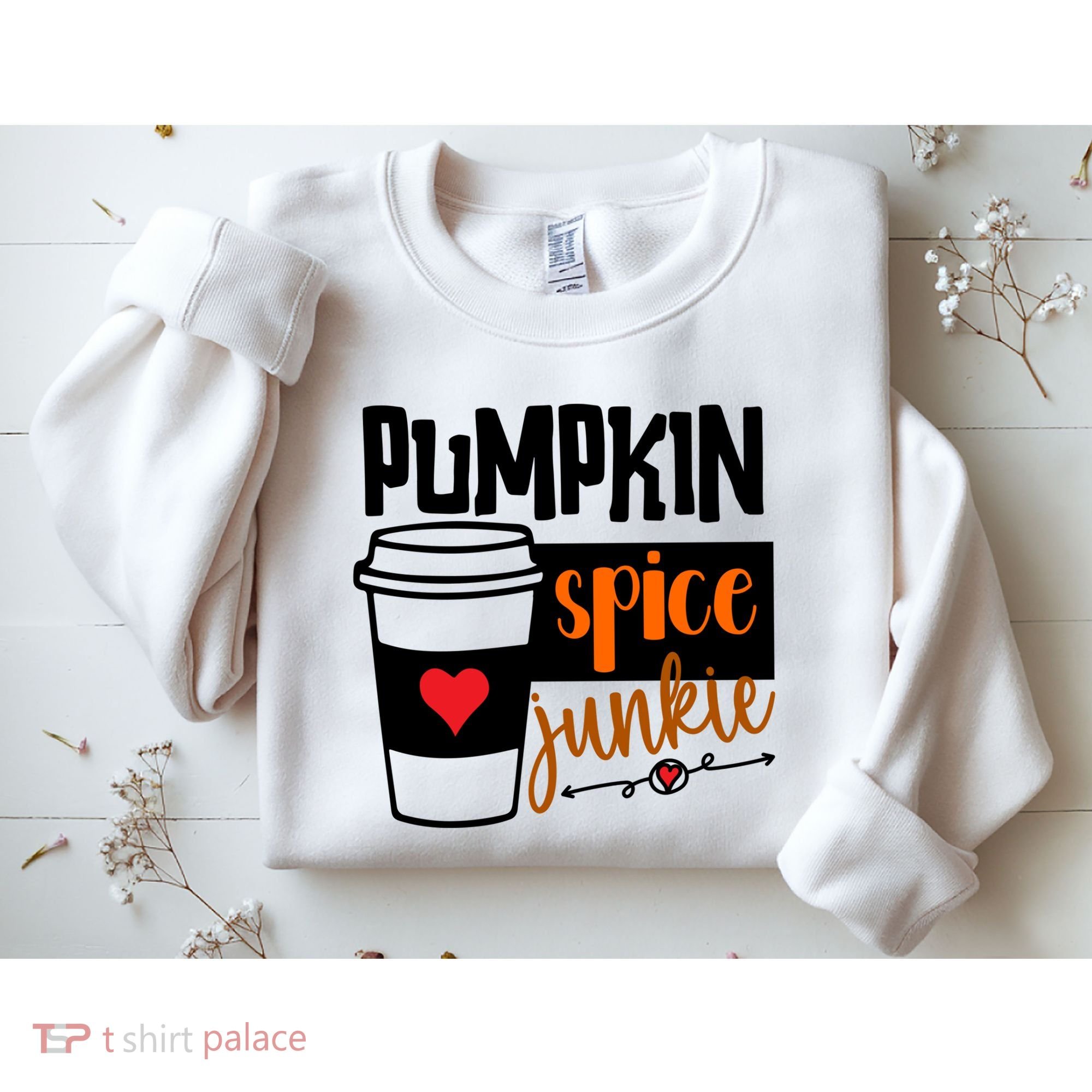 Pumpkin Spice Junkie Coffee Lover Heart Sweatshirt