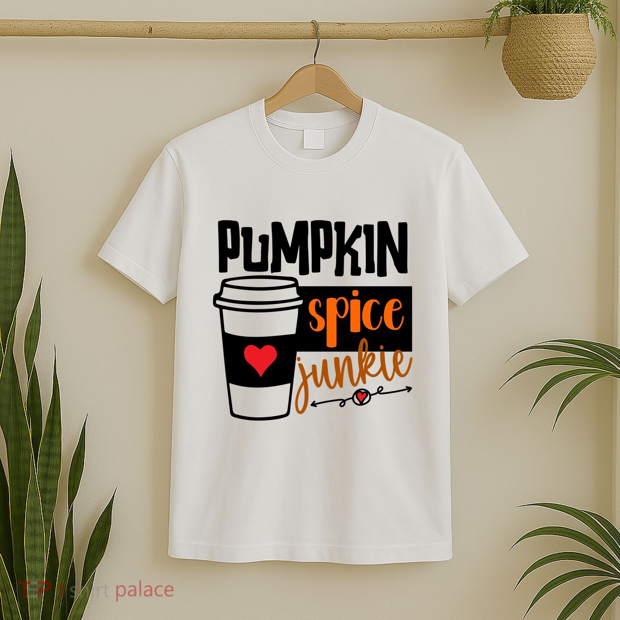 Pumpkin Spice Junkie Coffee Lover Heart T-Shirt
