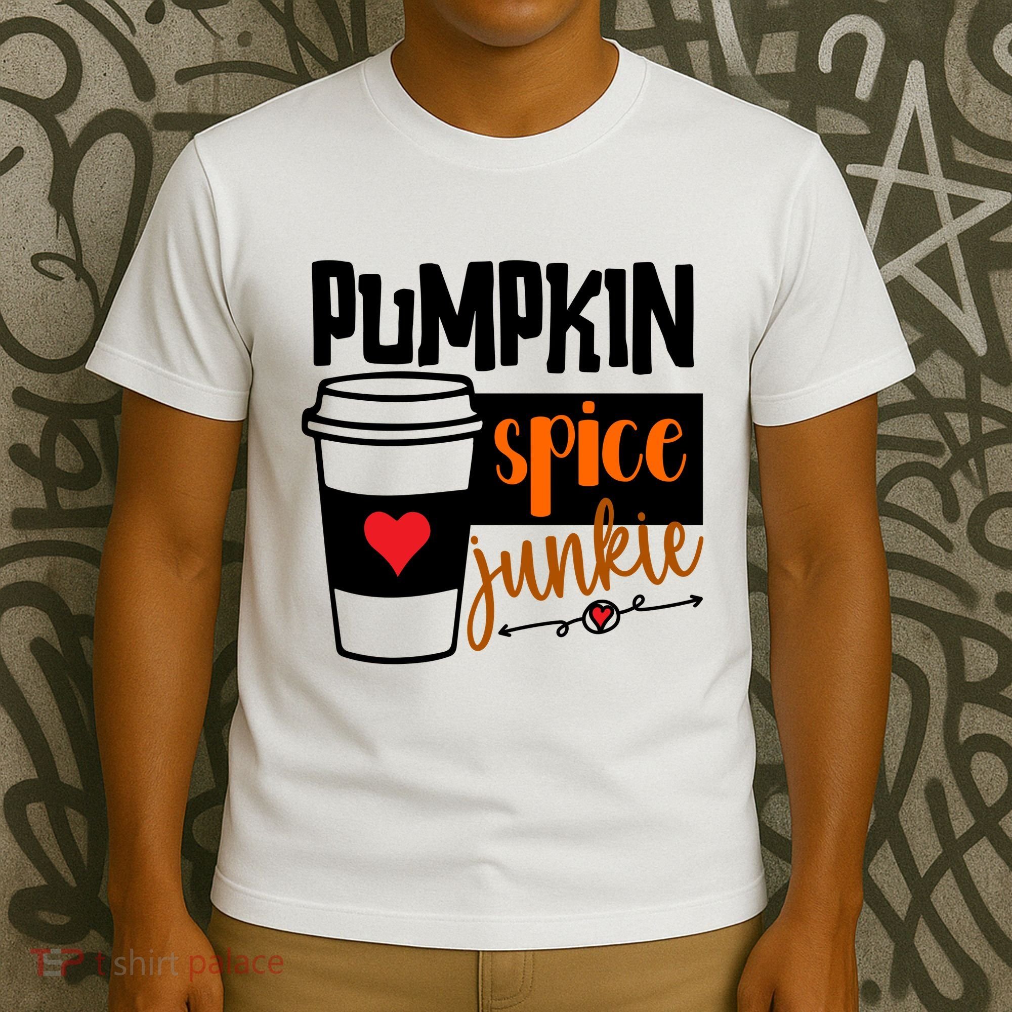 Pumpkin Spice Junkie Coffee Lover Heart T-Shirt