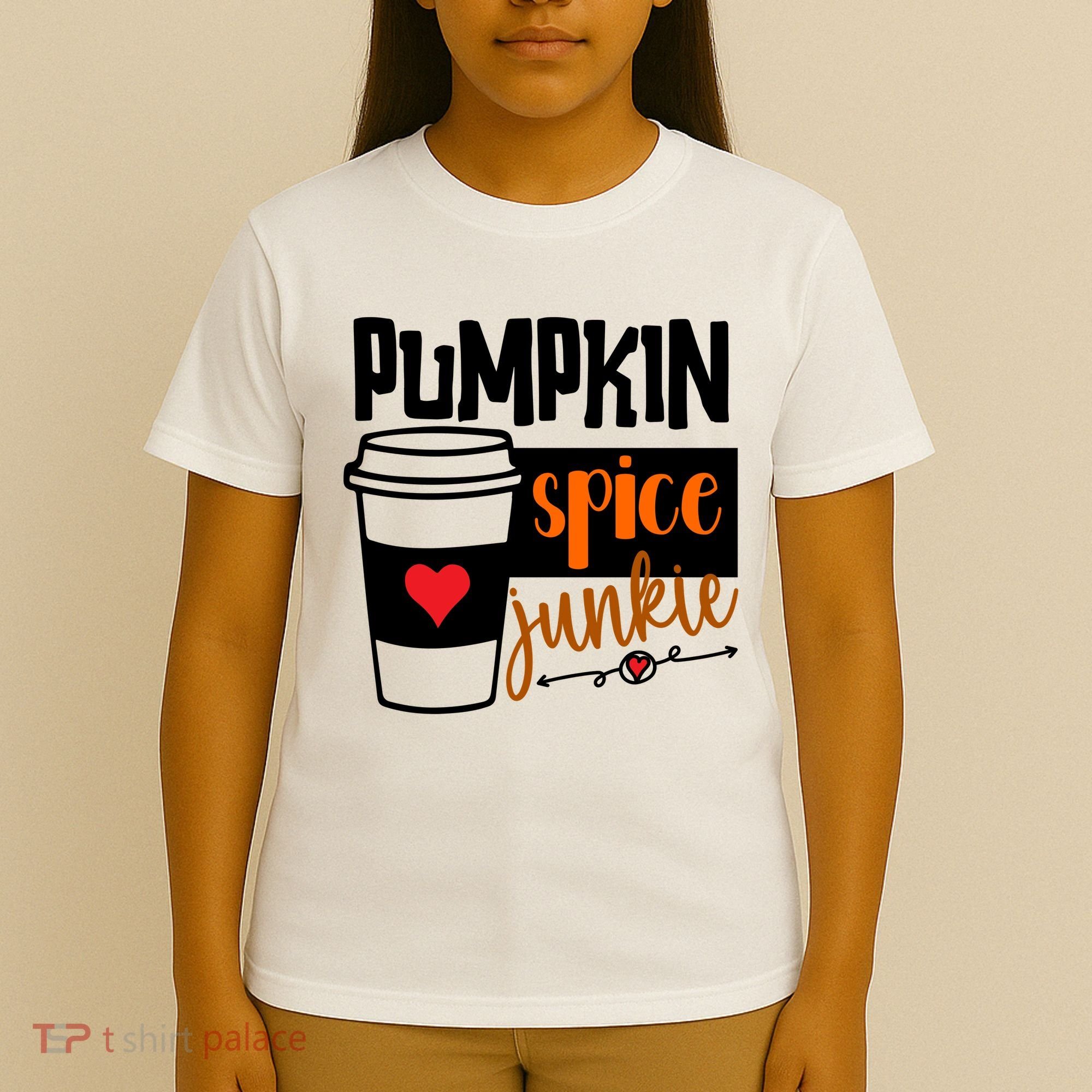Pumpkin Spice Junkie Coffee Lover Heart T-Shirt