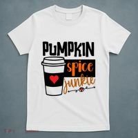 Pumpkin Spice Junkie Coffee Lover Heart T-Shirt thumb 5