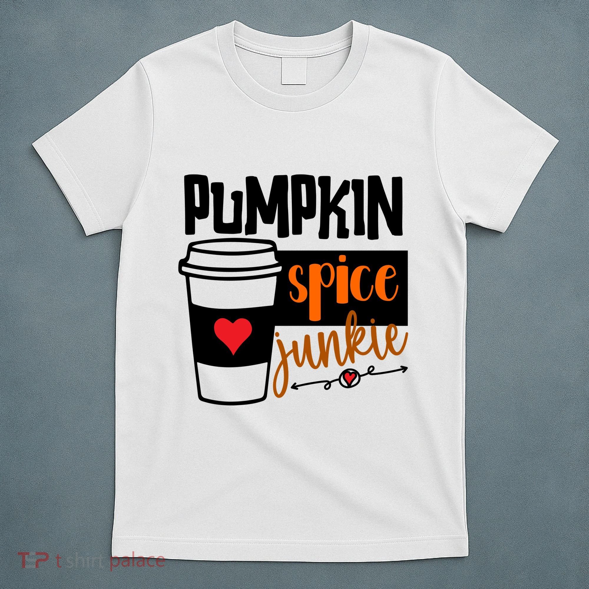 Pumpkin Spice Junkie Coffee Lover Heart T-Shirt