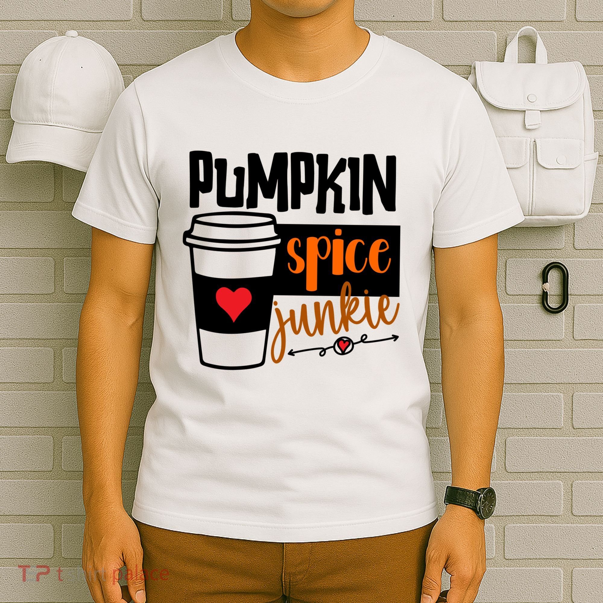 Pumpkin Spice Junkie Coffee Lover Heart T-Shirt