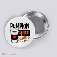Pumpkin Spice Junkie Coffee Lover Heart Button thumb 0