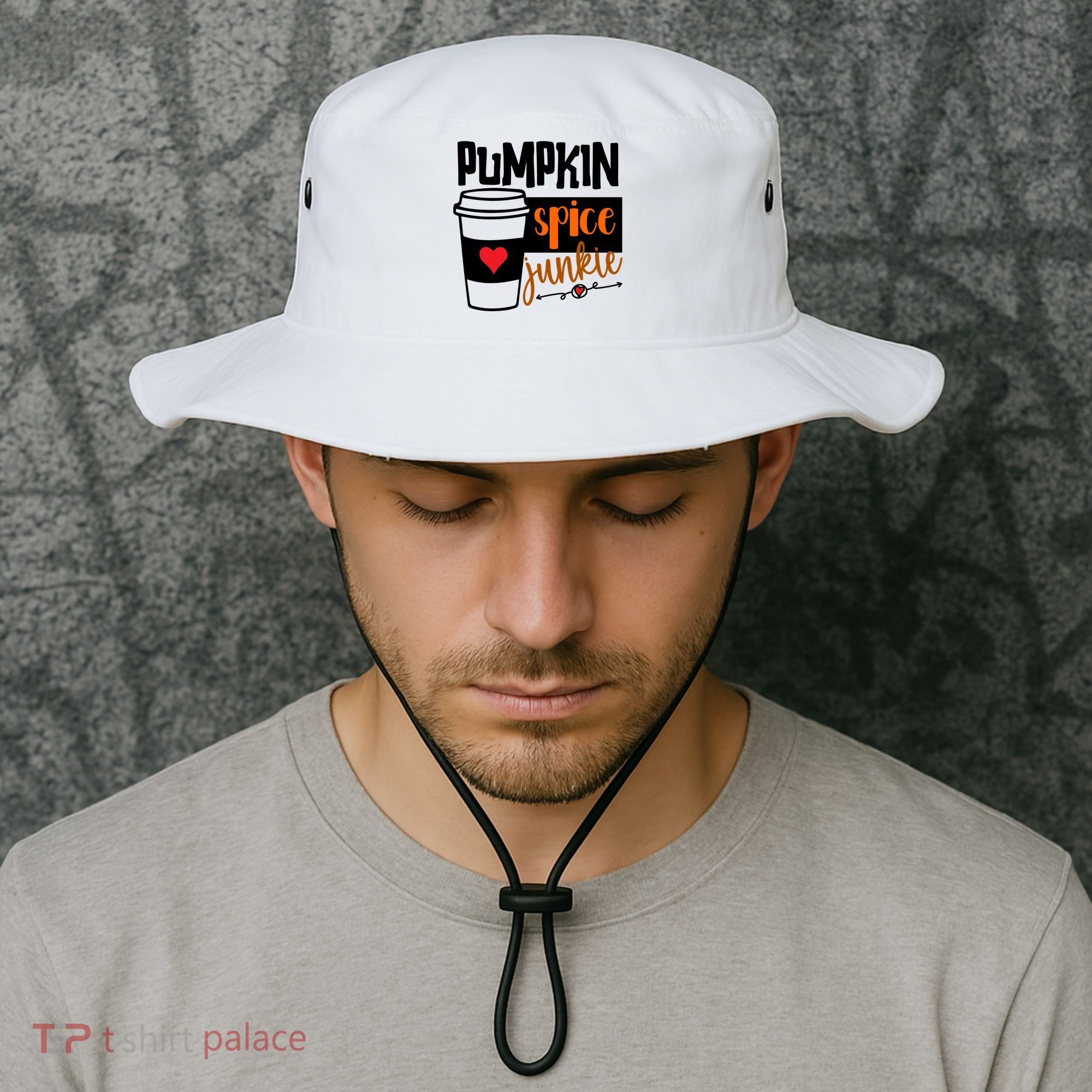 Pumpkin Spice Junkie Coffee Lover Heart Bucket Hat