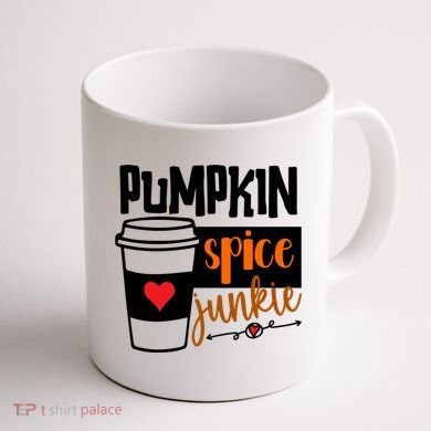 Pumpkin Spice Junkie Coffee Lover Heart Coffee Mug back