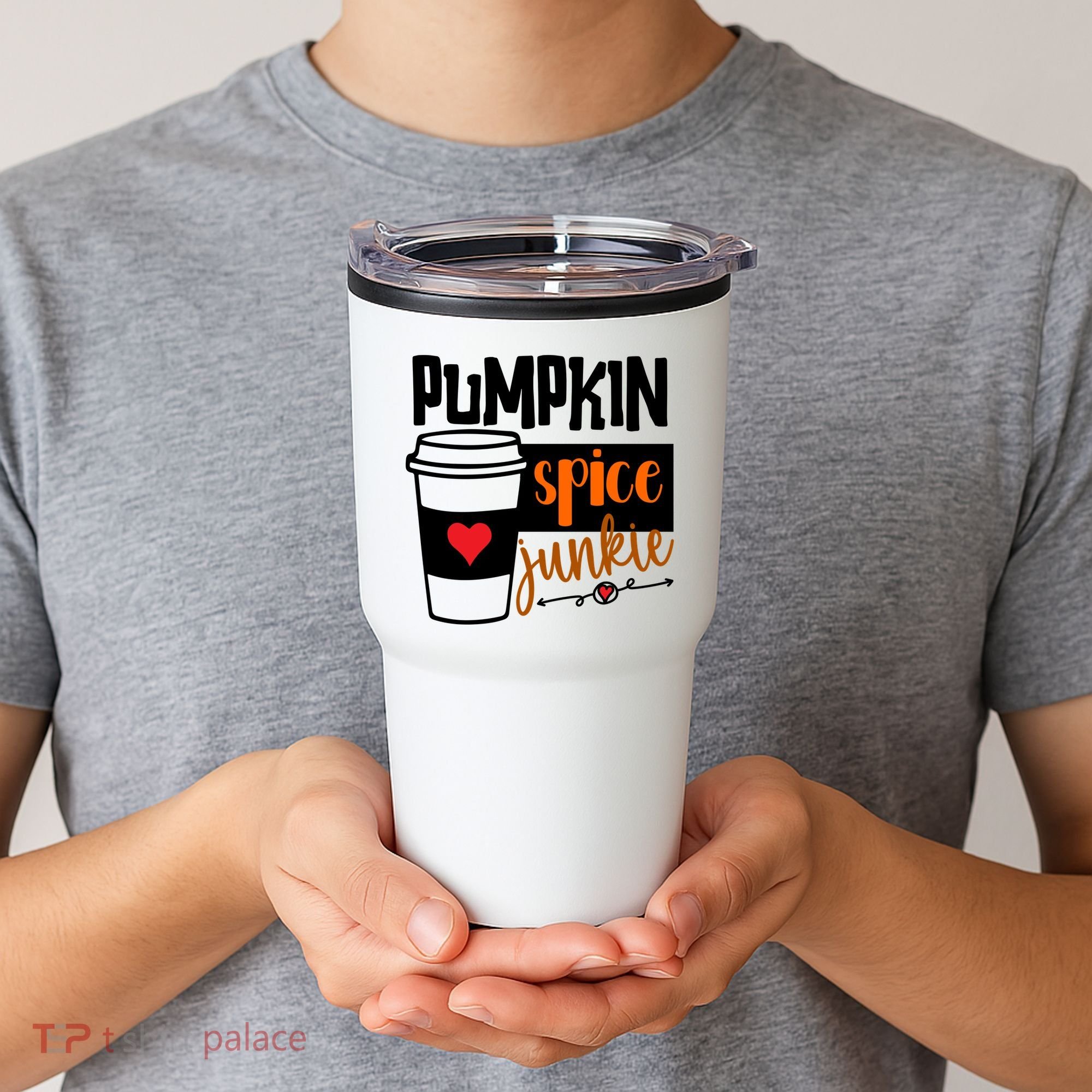 Pumpkin Spice Junkie Coffee Lover Heart Tumbler