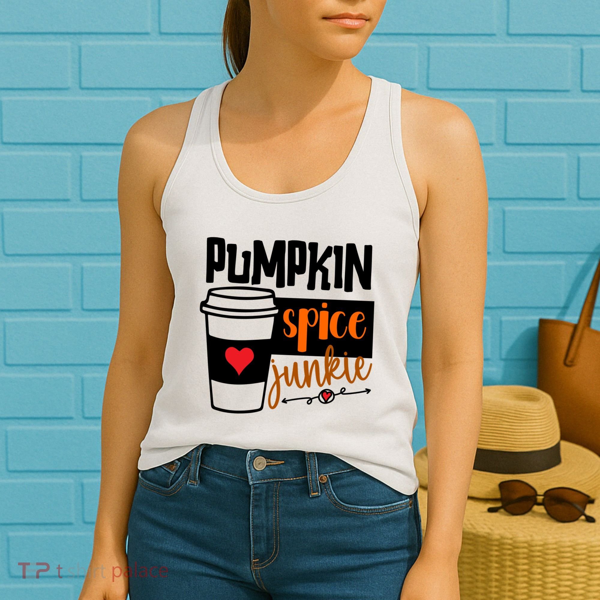 Pumpkin Spice Junkie Coffee Lover Heart Women's Tank Top
