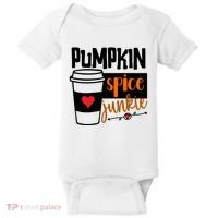 Pumpkin Spice Junkie Coffee Lover Heart Baby Bodysuit thumb 0