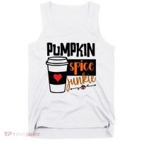 Pumpkin Spice Junkie Coffee Lover Heart Tank Top thumb 0