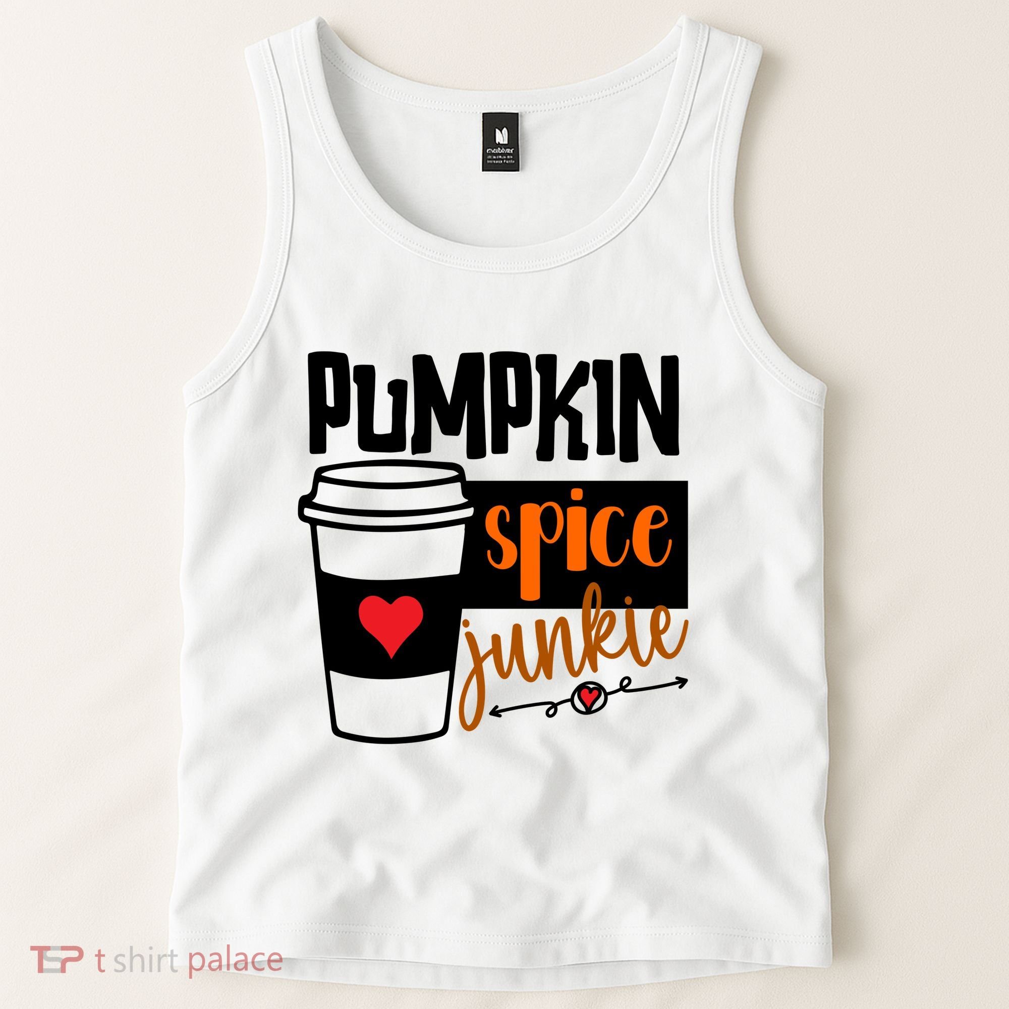 Pumpkin Spice Junkie Coffee Lover Heart Tank Top